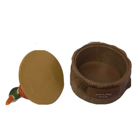 Vintage Duck Decoy Mallard Oval Plastic Brown Storage Box Decor 3" - Picture 3 of 7